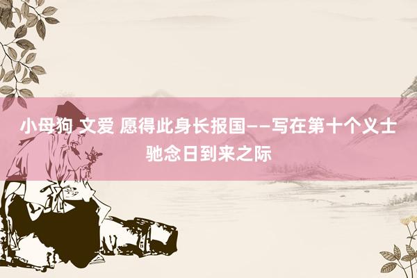 小母狗 文爱 愿得此身长报国——写在第十个义士驰念日到来之际