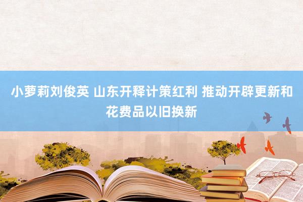 小萝莉刘俊英 山东开释计策红利 推动开辟更新和花费品以旧换新