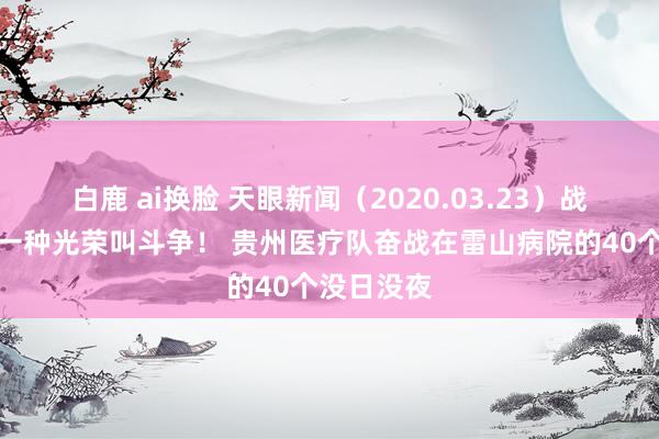白鹿 ai换脸 天眼新闻（2020.03.23）战雷山｜有一种光荣叫斗争！ 贵州医疗队奋战在雷山病院的40个没日没夜