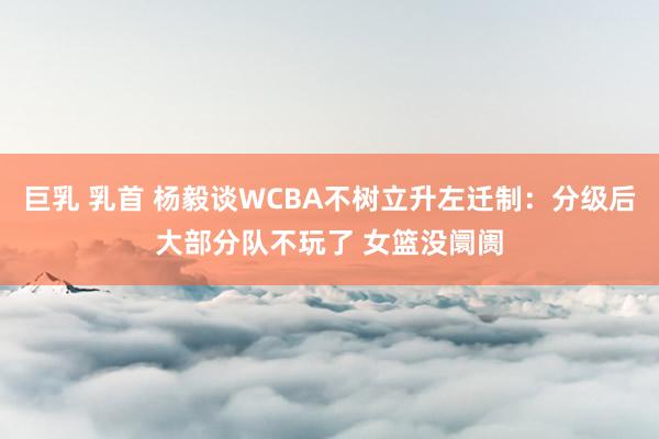 巨乳 乳首 杨毅谈WCBA不树立升左迁制：分级后大部分队不玩了 女篮没阛阓