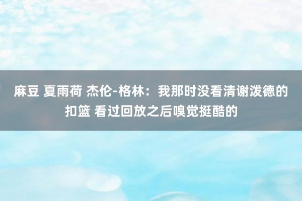 麻豆 夏雨荷 杰伦-格林：我那时没看清谢泼德的扣篮 看过回放之后嗅觉挺酷的